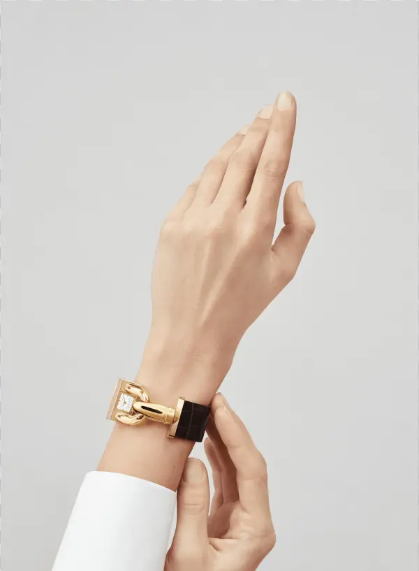 Cadenas Watch,satin Finish Alligator, Square Scale