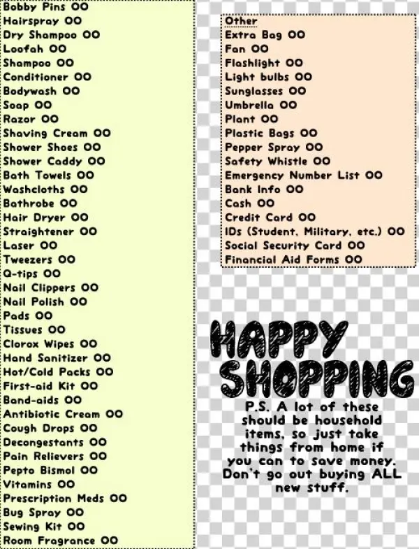 Ultimate College Shopping List