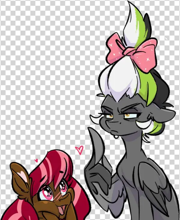 Kez, Blushing, Bow, Feather Fingers, Girly, Heart, - Cartoon
