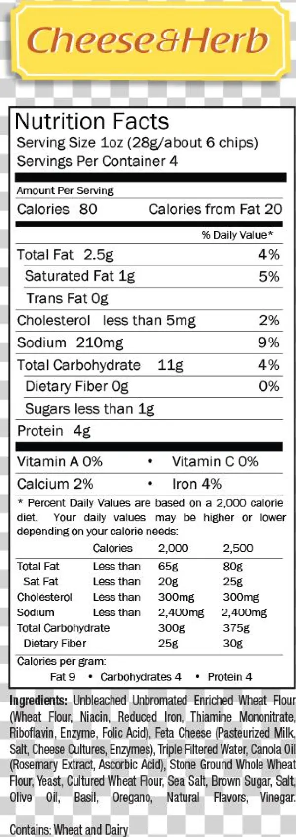 Nutrition Med Cheeseherb - Nutrition Facts