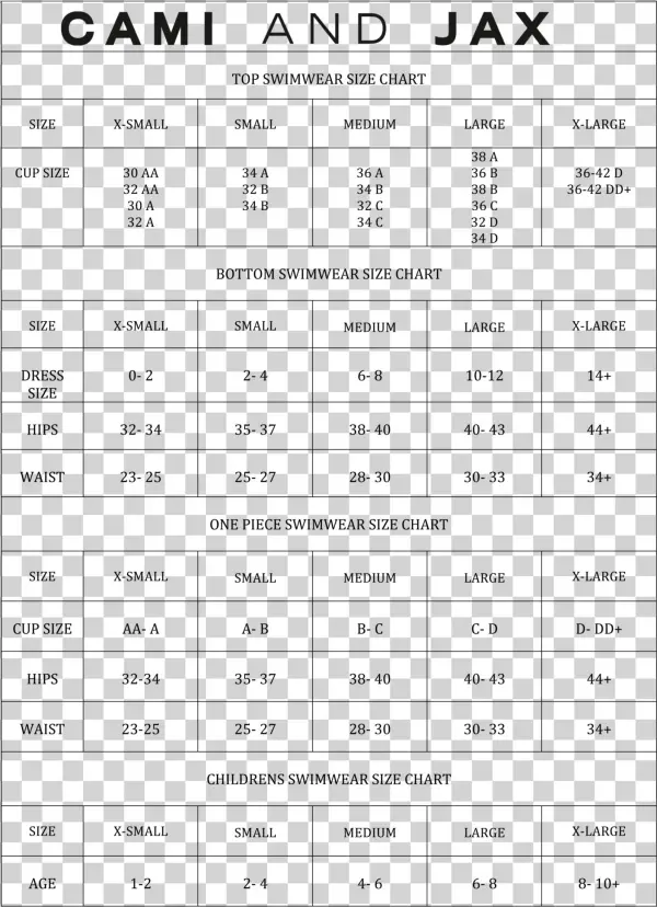 *these Are General Sizing Guidelines For Cami And Jax - Number