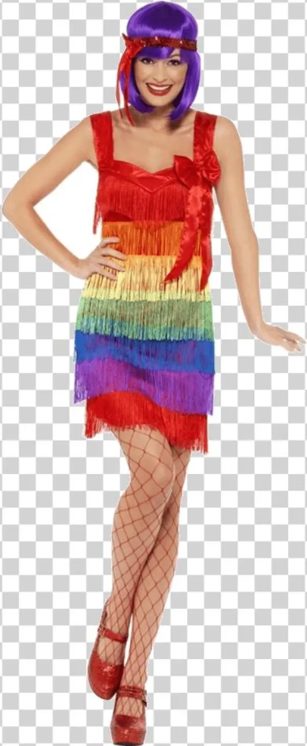 Adult Rainbow Flapper Costume - Charleston Stil