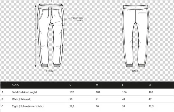 Sizechart Hangten Icon Pant
