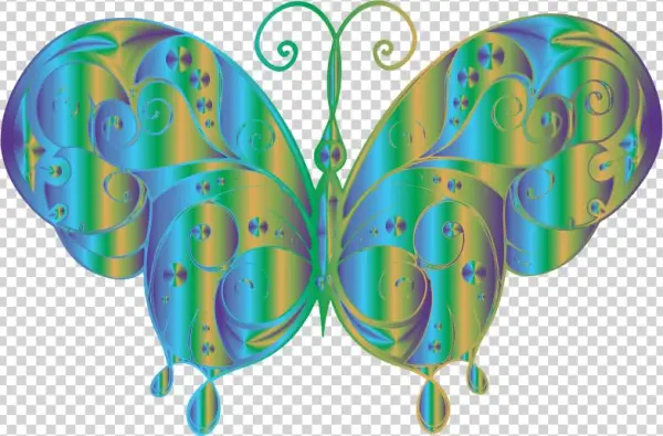 Flourish Butterfly Silhouette Prismatic - Illustration