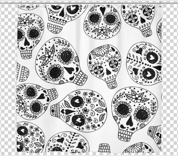 Freehand Sugar Skull Shower Curtain - Illustration