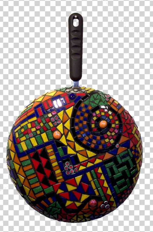 "pandemonium" Frying Pan With Glass Tile, Millefiori - Circle