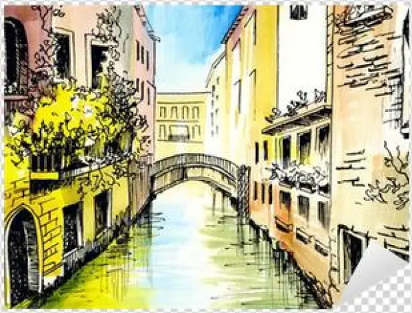 Сanal In Venice Sticker • Pixers® • We Live To Change - Designart 'canal In Venice' Cityscape Metal Wall Art,