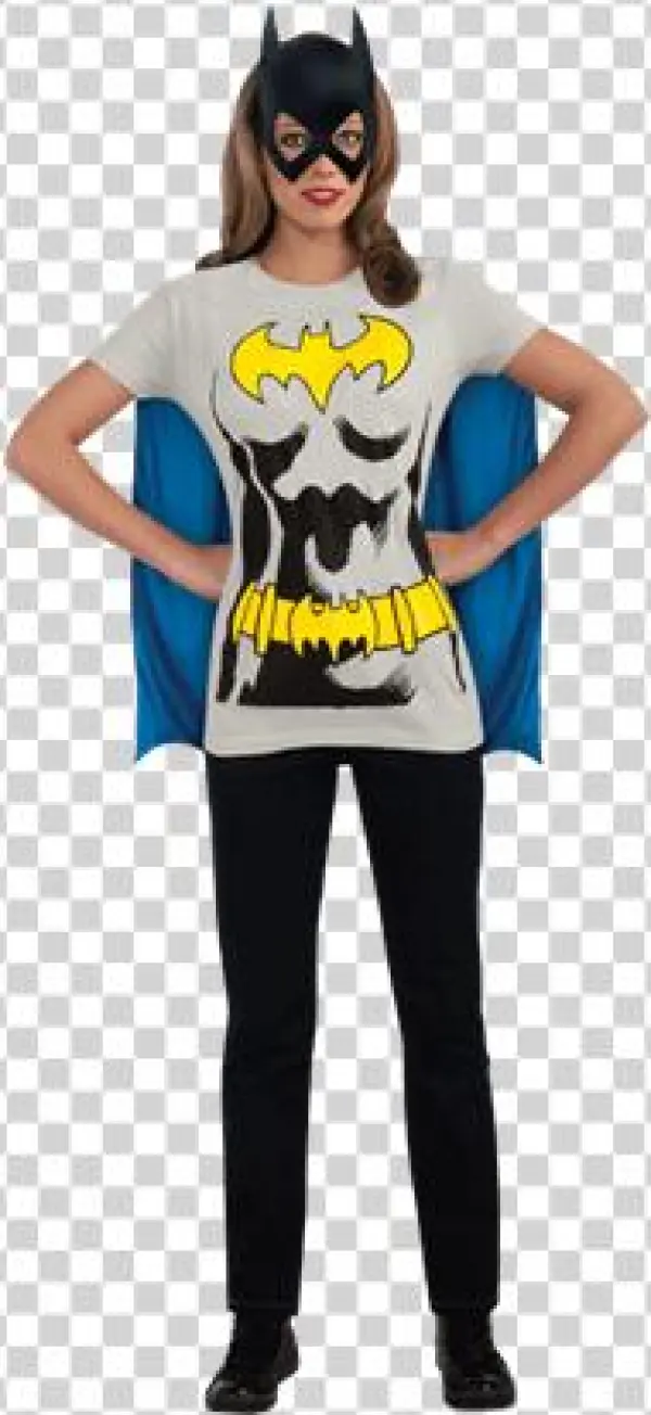 Adult Batgirl Cape T-shirt With Mask - Womens Small Size 0-4 Batgirl Bat Girl Costume T-shirt