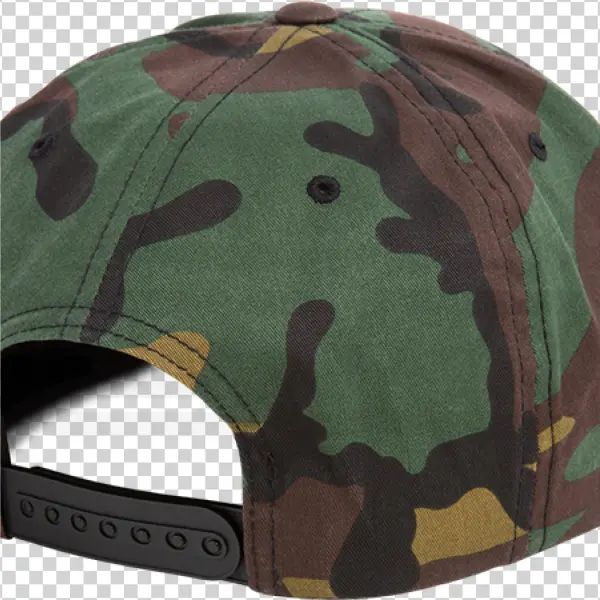 Cropped Camo Snapback Hat Backside - Flexfit Snapback Flat Bill Camouflage Cap With Patriotic