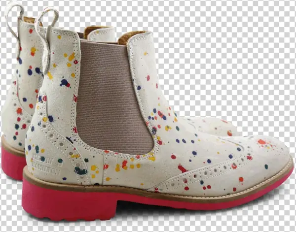 Ankle Boots Ella 5 Suede White Dots Multi Elastic Pale - Melvin & Hamilton Women's Ella 5 Boots Multi-coloured