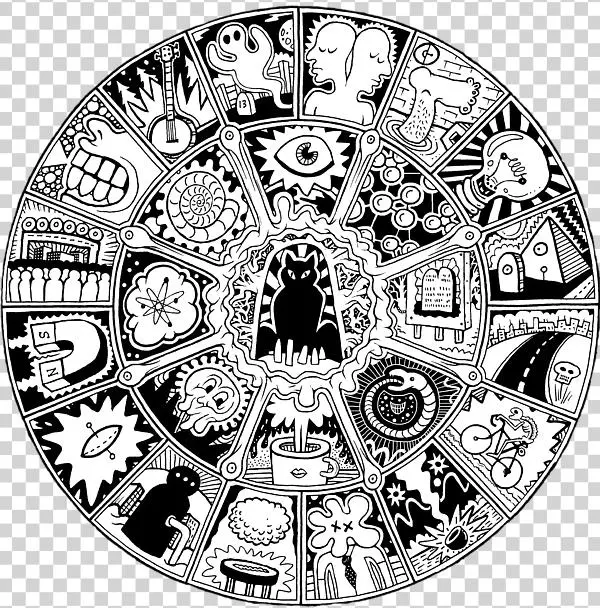 Bleed Area May Not Be Visible - Cat Mandala In Black And White Sweatshirt T-shirt &