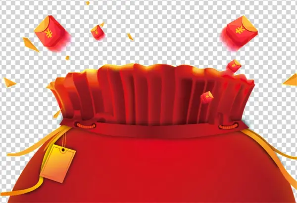 Red Festive New Year Blessing Bag Png - 红包 Png