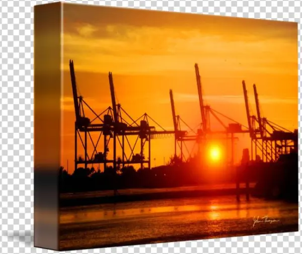 "ship Yard Sunset" By John Thompson - Gallery-wrapped Canvas Art Print 10 X 8 Entitled Ship