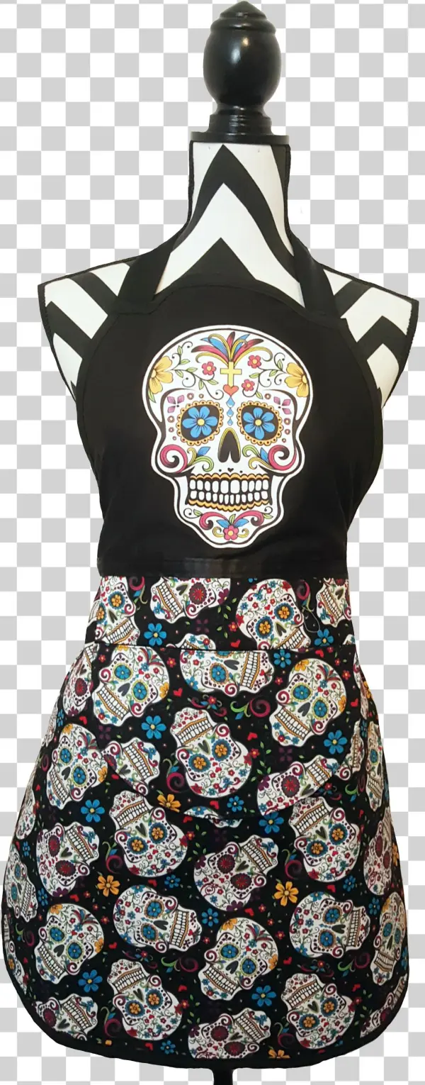 Sugar Skull Apron Png Skull Apron - Black Skulls Tote Purse, Womens Shoulder Bag, Medium