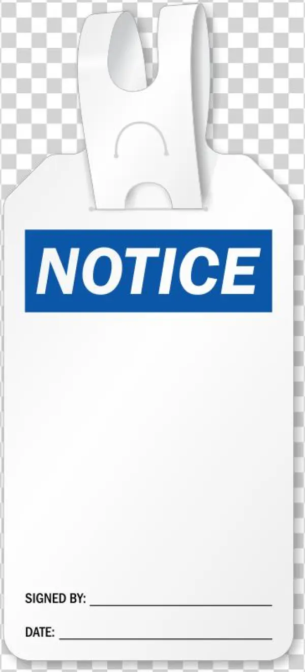 Blank Self Locking Notice Tag - Notice, No Alcoholic Beverages Allowed In Pool Area