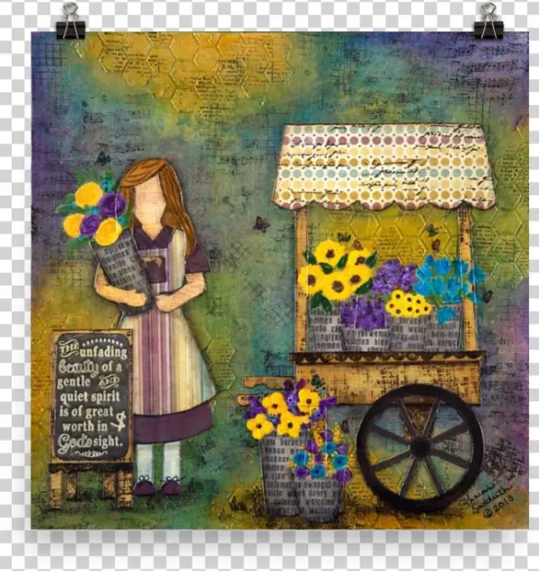 Girl Flower Cart Mockup Transparent Transparent