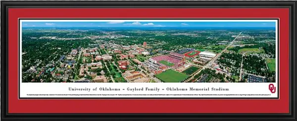 Oklahoma Sooners Aerial Panorama Deluxe Framed Posters - Oklahoma Football - Aerial - Deluxe Framed Blakeway