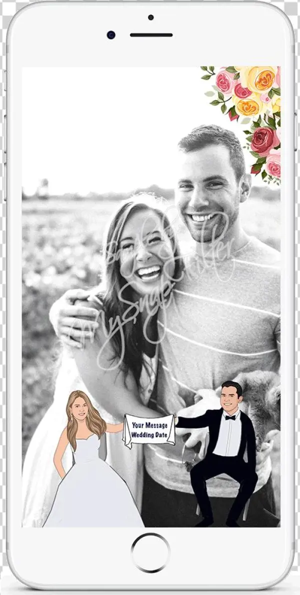 Wedding Flowers Cartoon Portrait