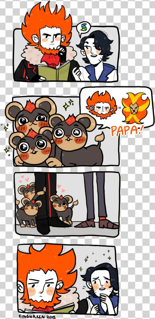 “a Bunch Of Litleo In Sycamore's Lab Think That Lysandre - Lysandre And Sycamore Comic
