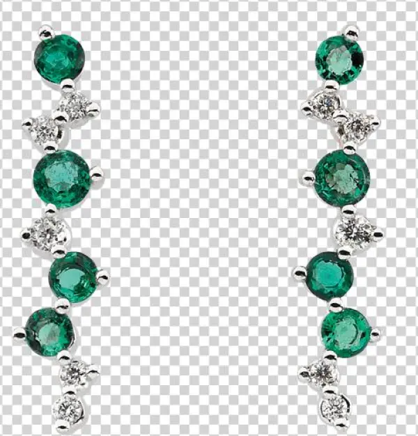 Golden Globes Jewelry Trends Emerald Accented Drop - 14k White Gold Round Cut Emerald And Diamond Drop Earrings,