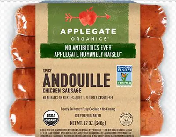 Ngp Verified Seal 002 <p><em>applegate Organics<sup>®</sup> - Applegate Organics Chicken Sausage, Andouille, Spicy