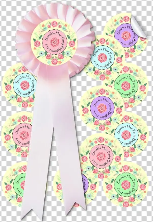 Set Of 12+ Shabby Chic Personalised Hen Party Stickers