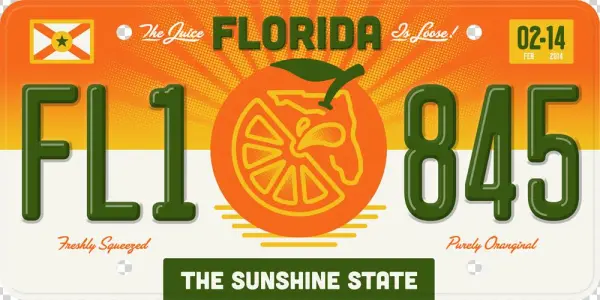 State Plates Project Florida - Personalised Florida 2014 Zipper Pull State Licence
