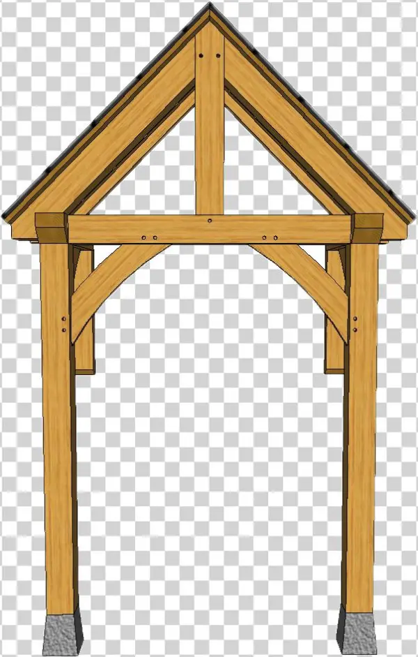 2 Post Porch A 16 With Single King Post And Rear Bracketts - Porch Arch Brace