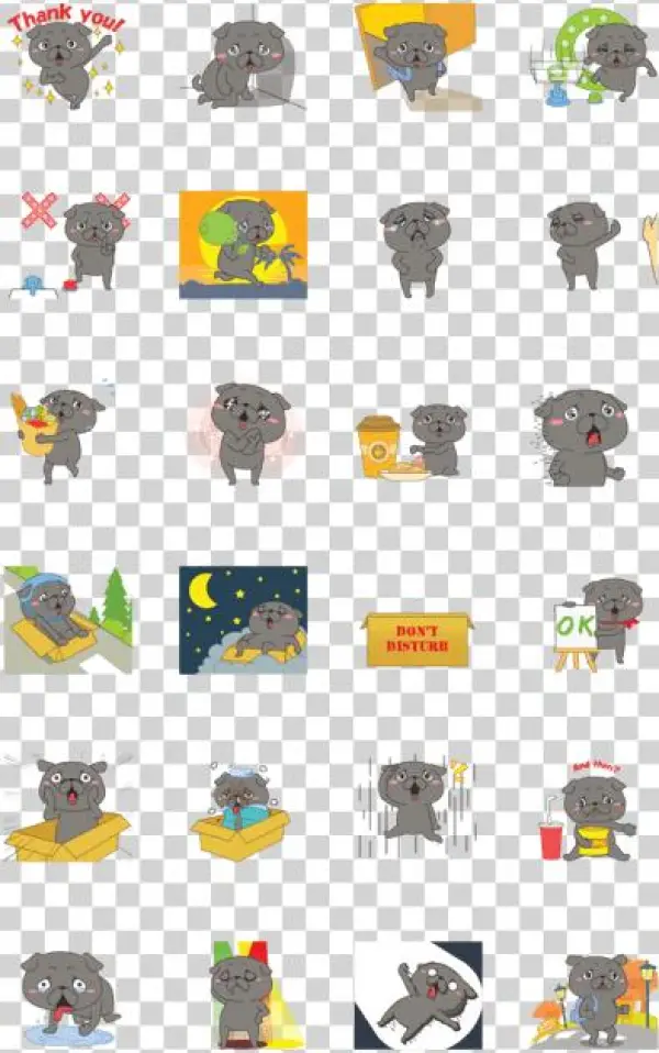 Black Pug Animated - Cartoon