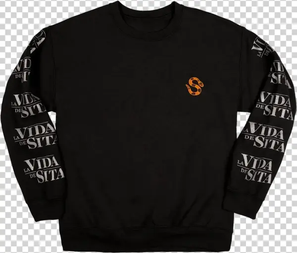 La Vida De Sita Black Crewneck Long-sleeved Back Printed
