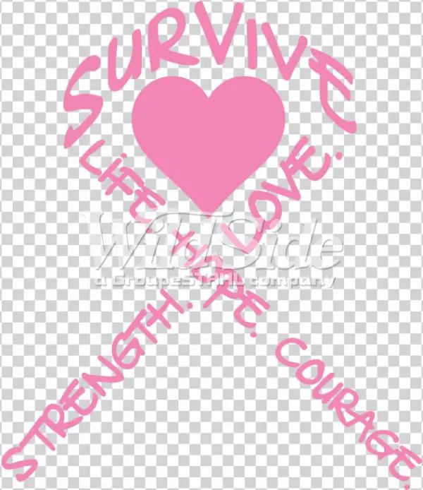 Pink Ribbon - Heart W/words - Cancer Awareness Handbag Pink Ribbon With Hearts To
