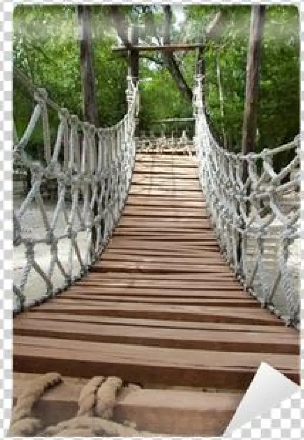 Adventure Wooden Rope Jungle Suspension Bridge Wall - Stickers Carrelage Mural Déco Passerelle Dimension