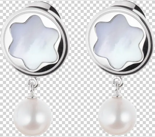 Montblanc Star Signet Earrings In Sterling Silver With - Earrings In Sterling Silver With Mother-of-pearl Montblanc