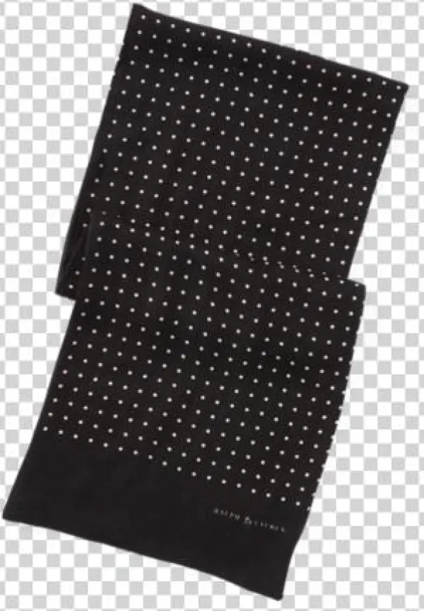 Pc0024 Polo Ralph Lauren Dot-print Wool Challis Scarf - Ralph Lauren Men's Dot-print Wool Challis Scarf - Black/cream,