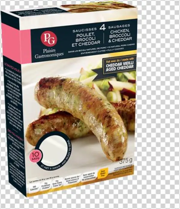 Sausages ▷ Chicken, Broccoli & Cheddar ▷ 375 G - Plaisirs Gastronomiques Saucisses