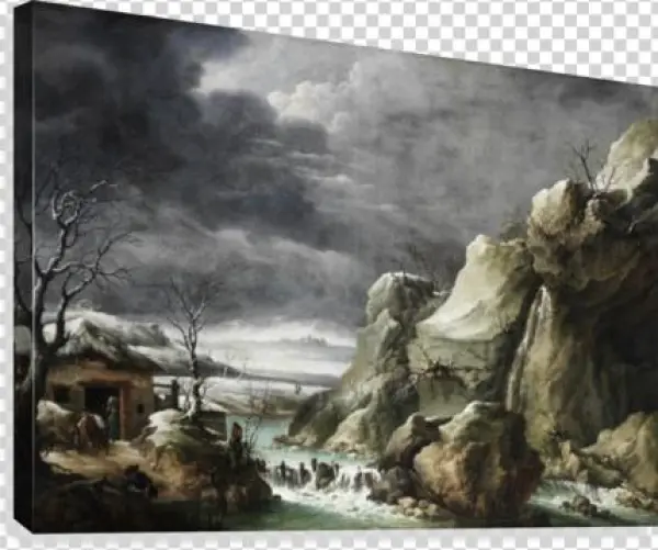 Travellers Approaching A Barn In A Winter Landscape, - Francesco Foschi
