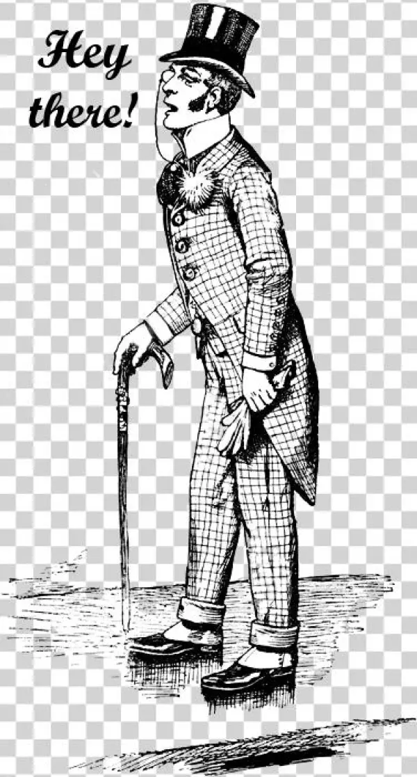Vintage Man Hey There - Clip Art