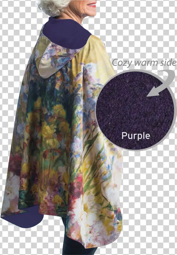 Warmcaper Tiffany Peonies & Iris Purple Raincaper