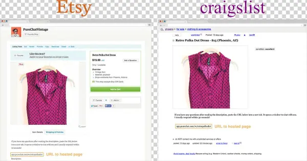 Chat On Craigslist And Etsy - Web Page