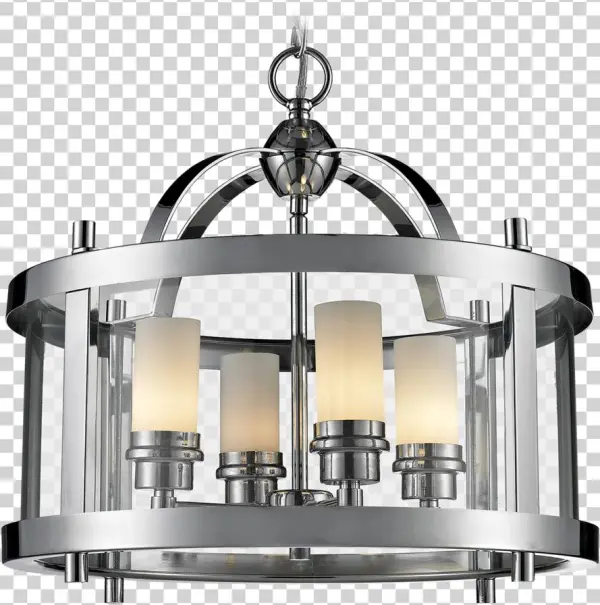 Glamour Ceiling Lamp, Glass Chrome Lantern Style Chandelier - Lampa Ze Szklanym Kloszem