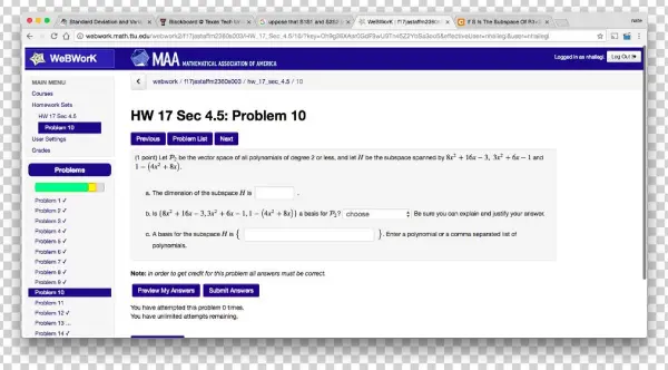 M Standard Deviation And Varian X 冒blackboard Texas - Webwork