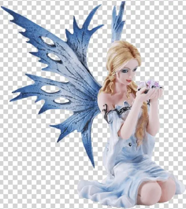 4.75 Inch Fairyland Blue Winged Fairy With Flowers