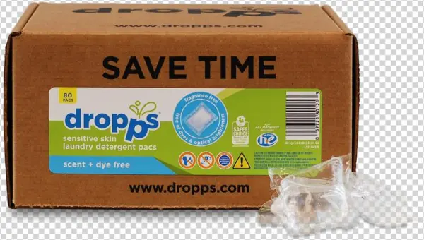 Dropps Sensitive Skin Laundry Detergent Pods, Scent - Dropps Mini Detergent 100ct Pac, Unscented Dye Enzyme-free,