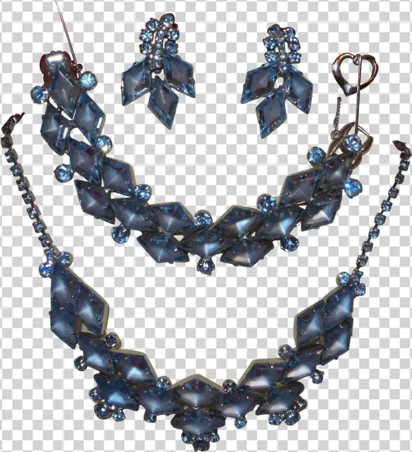 Vintage Juliana Frosted Blue Diamond Shape Parure
