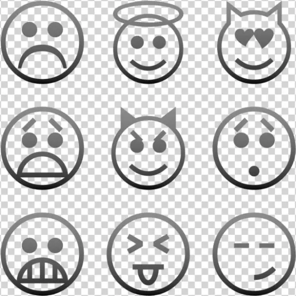 Classic Emoticons Icon In Style Simple Black Gradient