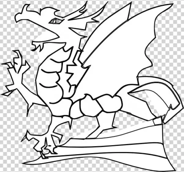 Dragon Drake Riu Black White Line Art 555px