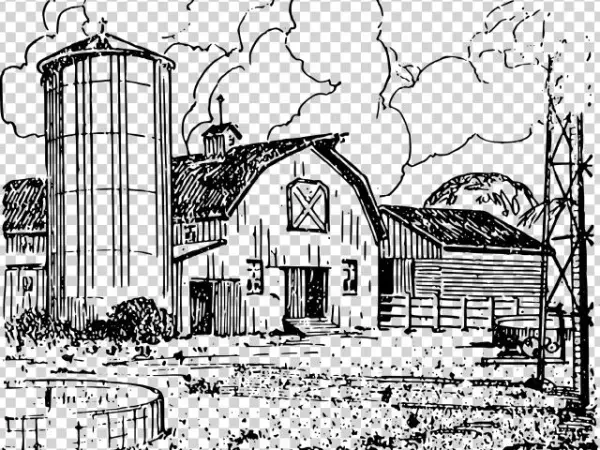 Drawn Barn Line Art
