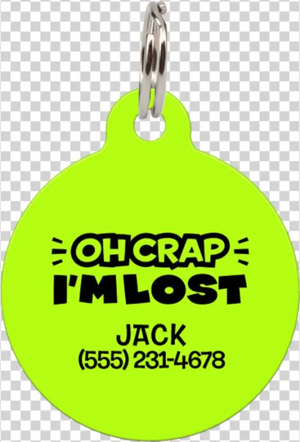 Lime Oh Crap I'm Lost Funny Pet Id Tag
