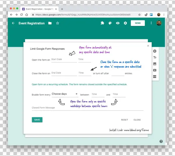 Close Google Forms