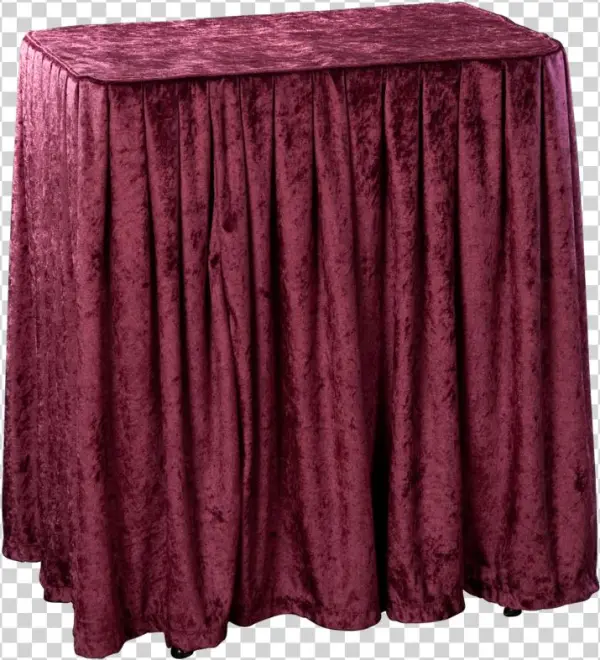 Portable Folding Display Table With Burgundy Drape